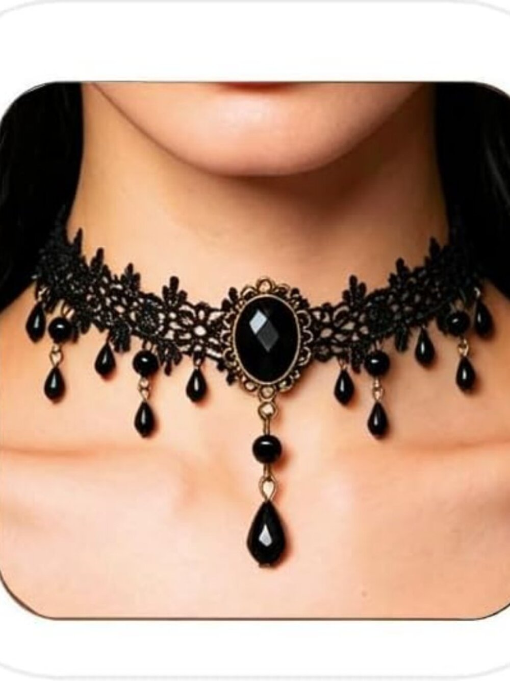 Gothic Black Choker Necklace for Women Adjustable Vintage Goth Velvet Lace Colla